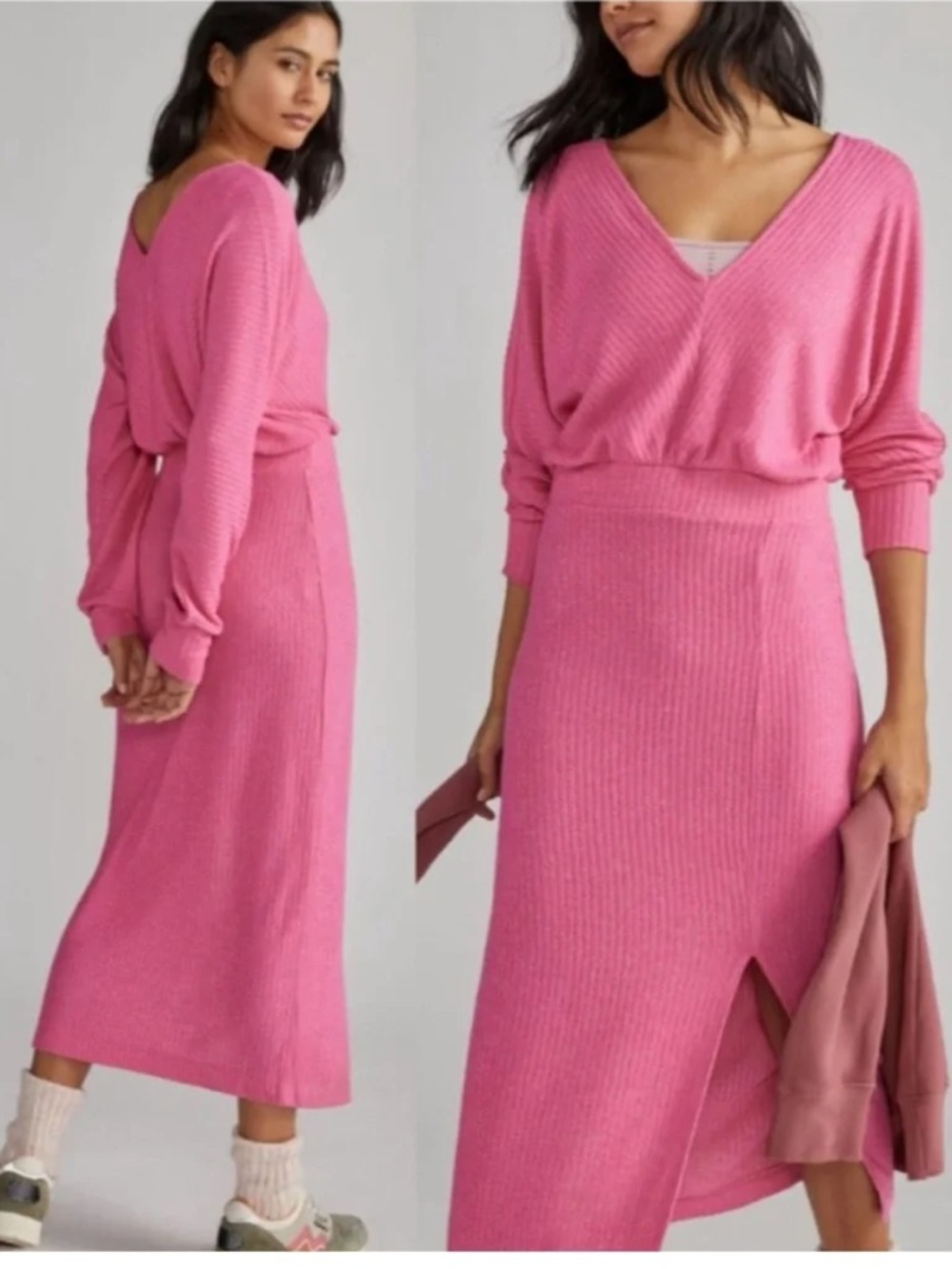 Anthropologie Daily Practice Barre Ribbed Knit Dress S